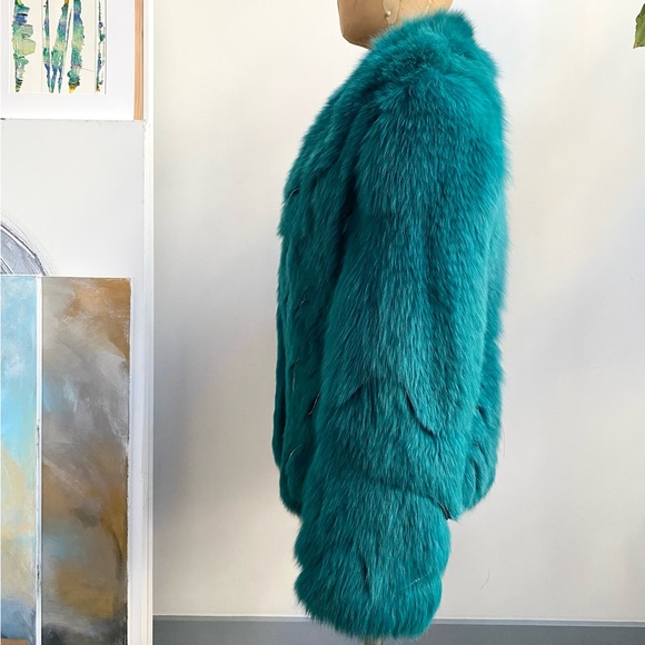 90s VTG ROBERTO CAVALLI Dyed Arctic Fox Fur w/Leather Zipper Detail RUNWAY - Picture 8 of 13